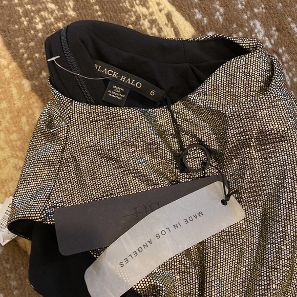 BLACK HALO Gold Sleeveless Crew Neck Above The Knee Party Body Con Dress 6 NWT - Picture 13 of 14